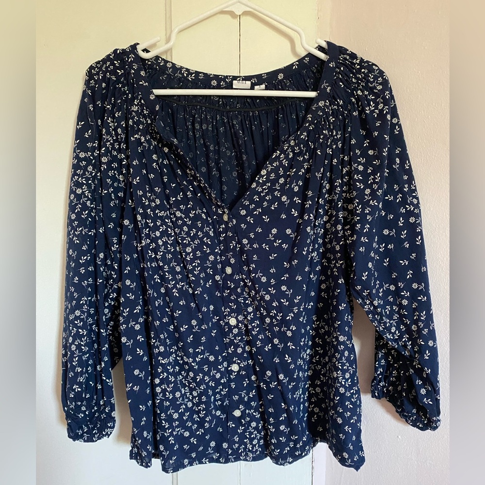 Gap Splitneck Print Flutter Sleeve Top, very gently worn, Size S